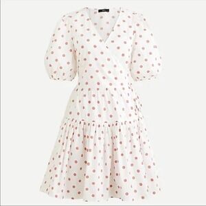 J crew puff sleeve cotton poplin dress rose dot size XS